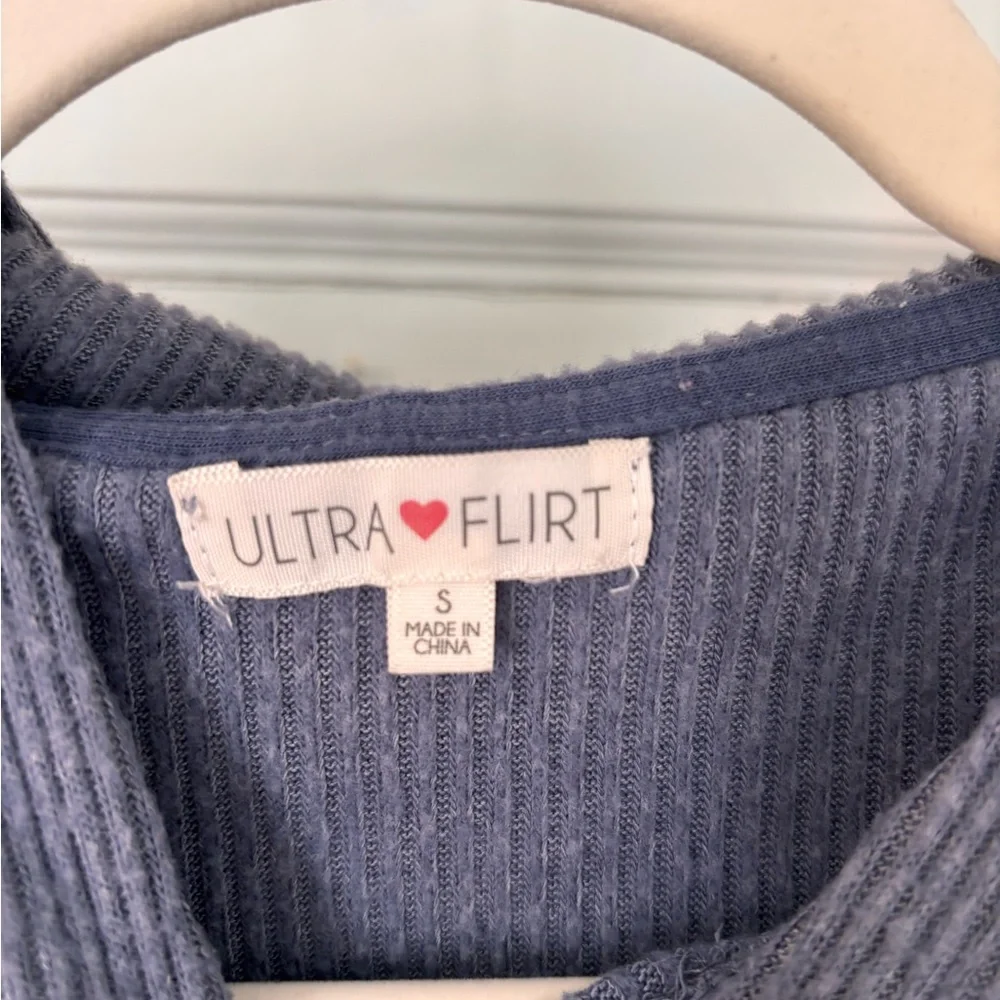 Ultra Flirt Ribbed Hoodie in Blue - Picture 2 of 3